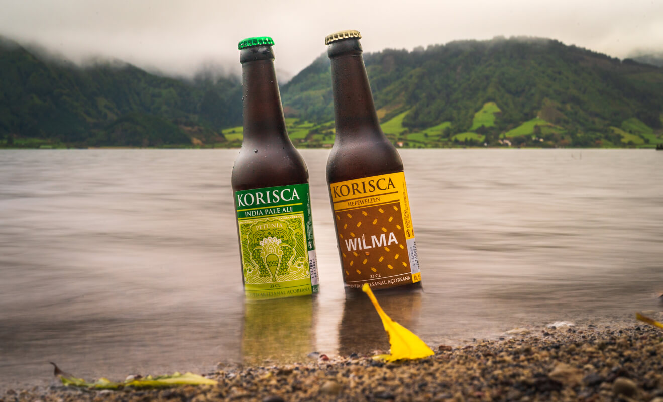 Our beers in the Sete Cidades lagoon in the Azores